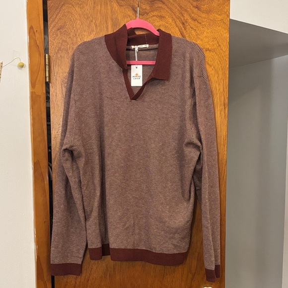 NWT Marine Layer Sweater Polo in Burgundy/Natural Men’s Size 2XL